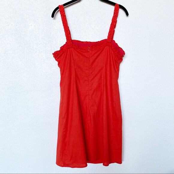 Newbury Kustom Button Front Ruffle Strap Dress Size Large - Picture 14 of 14
